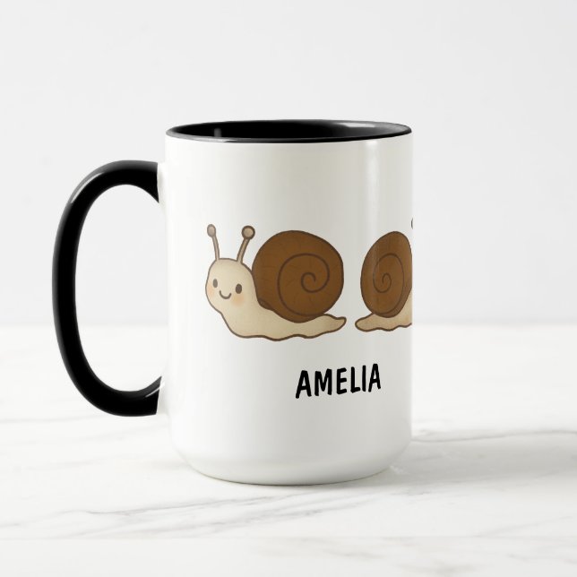 Hand Drawn Snail Custom Cute Mug Mugg (Vänster)