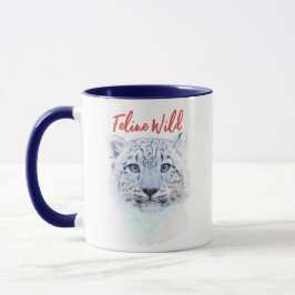 Hand Drawn Snow Leopard Mug "Feline Wild" Kaffemugg
