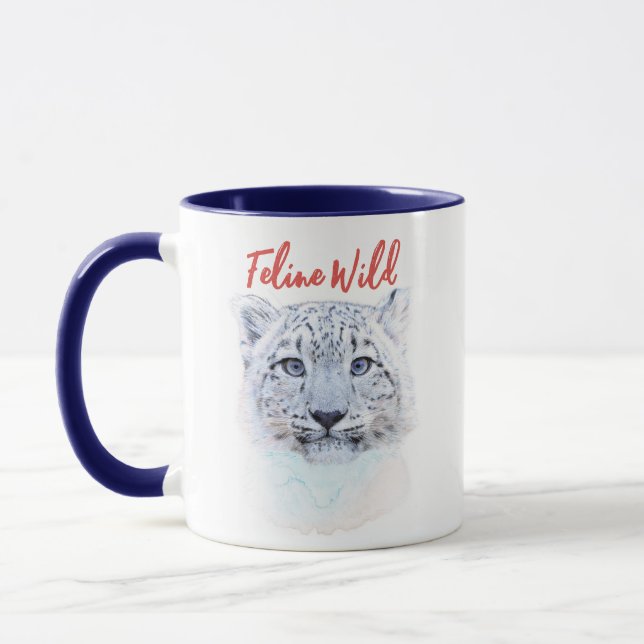 Hand Drawn Snow Leopard Mug "Feline Wild"  Mugg (Vänster)