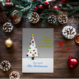 Hand Drawn Snowy Christmas Tree Julkort