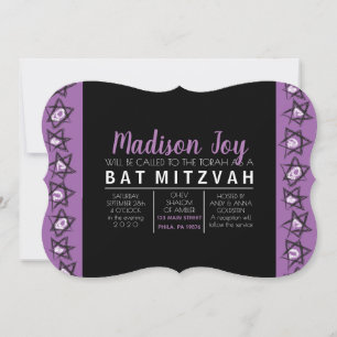 HAND DRAWN STARS Pub Bat mitzvah bjudan Inbjudningar