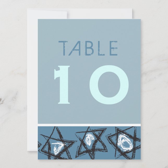 HAND-DRAWN STARS Pub Bat mitzvah Bordsnummer Card (Baksida)