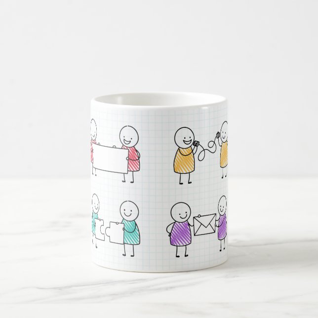 Hand-Drawn Stickman Coffee Mugg Set (Center)