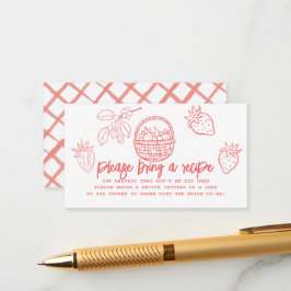 Hand-drawn Strawberry Bridal Shower Recipe Request Tilläggskort