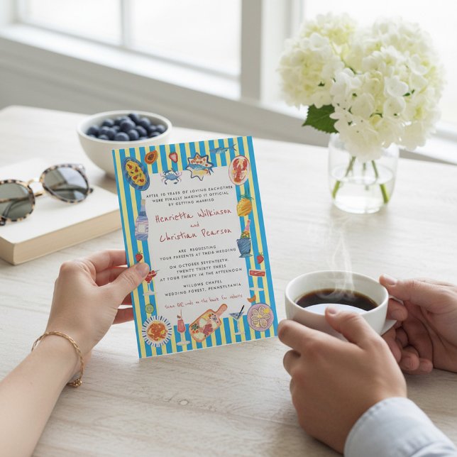 hand drawn summer seafood wedding  Celebration  Inbjudningar (Skapare uppladdad)
