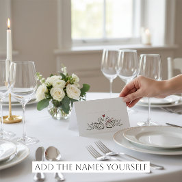 Hand-Drawn Swans Heart Rustic Marriage Place Cards Placeringskort