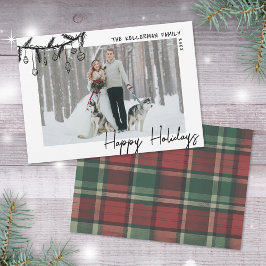 Hand Drawn Tartan Whimsical Happy Julkort