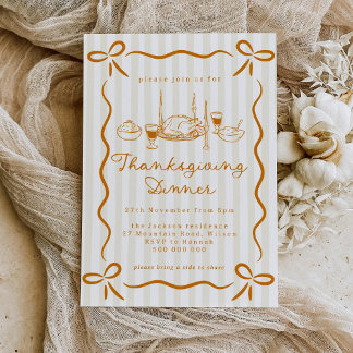Hand Drawn Thanksgiving Dinner Invitation Inbjudningar