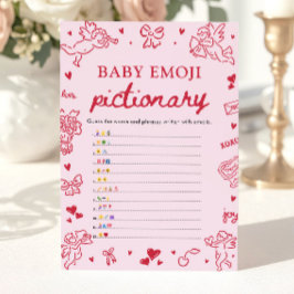 Hand Drawn Valentine Baby Emoji Pictionary Game Inbjudningar