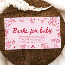 Hand Drawn Valentine Baby Shower Books For Baby Tilläggskort