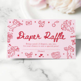 Hand Drawn Valentine Baby Shower Diaper Raffle Tilläggskort