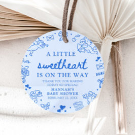 Hand Drawn Valentine Little Sweetheart Baby Shower Gåvor Etiketter