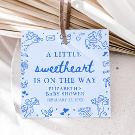 Hand Drawn Valentine Little Sweetheart Baby Shower Gåvor Etiketter