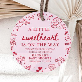 Hand Drawn Valentine Little Sweetheart Baby Shower Gåvor Etiketter