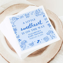 Hand Drawn Valentine Little Sweetheart Baby Shower Pappersservett