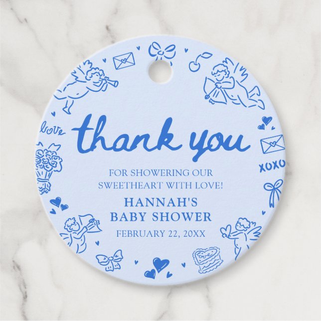 Hand Drawn Valentine Little Sweetheat Baby Shower Gåvor Etiketter (Framsida)