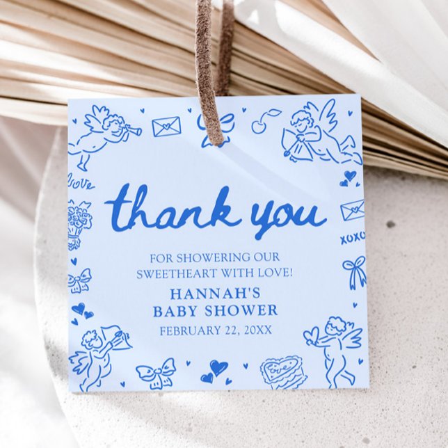 Hand Drawn Valentine Little Sweetheat Baby Shower Gåvor Etiketter (Hand Drawn Valentine Little Sweetheart Baby Shower Favor Tags)