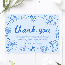 Hand Drawn Valentine Sweetheart Thank you card Inbjudningar