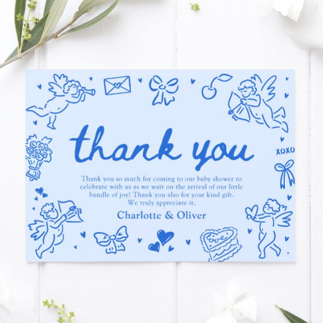 Hand Drawn Valentine Sweetheart Thank you card Inbjudningar (Hand Drawn Valentine Sweetheart Thank you card)