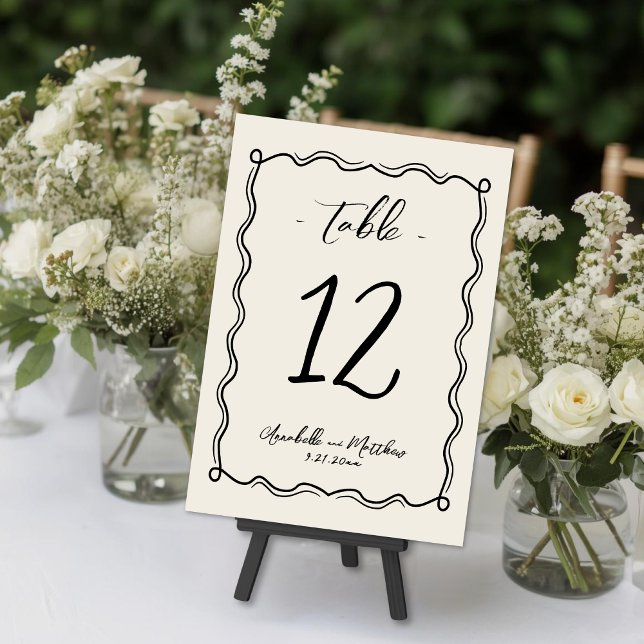 Hand Drawn Vintage Whimsical Wedding Bordsnummer (Hand Drawn Vintage Whimsical Wedding Table Number )