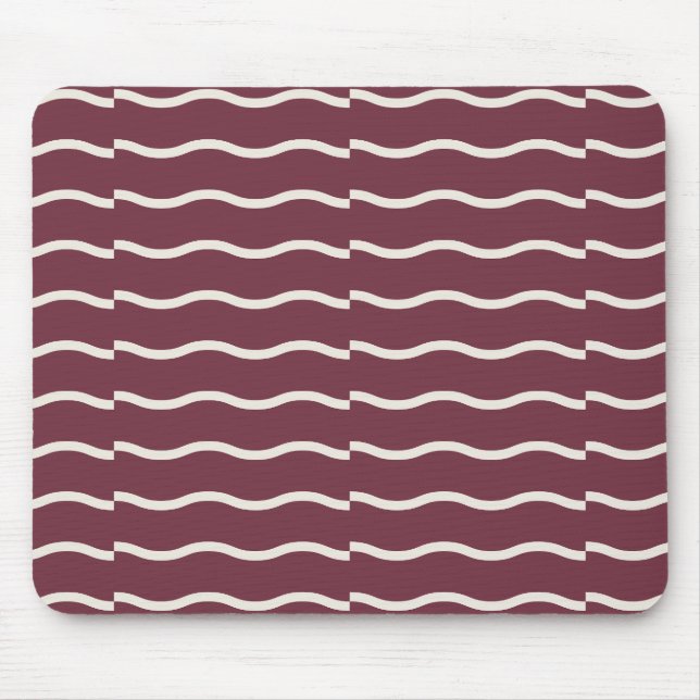 Hand-Drawn Wavy Ticking Stripe | Deep Burgundy Musmatta (Framsidan)