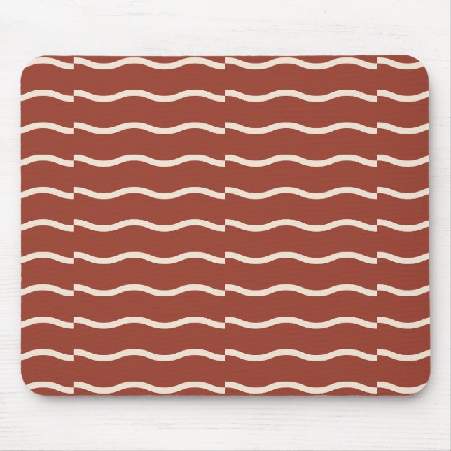 Hand-Drawn Wavy Ticking Stripe | Rust Red Musmatta (Framsidan)