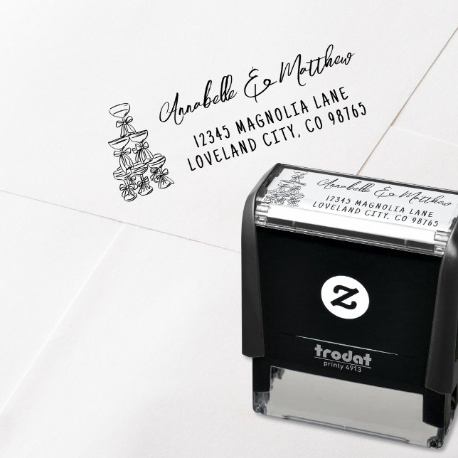 Hand Drawn Wedding Return Address Självfärgande Stämpel (Hand Drawn Wedding Return Address Self-inking Stamp)