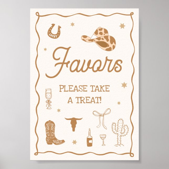 Hand Drawn Western Bridal Shower Favor Poster (Framsidan)