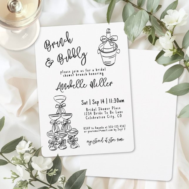 Hand Drawn Whimsical Bridal Shower Inbjudningar (Hand Drawn Whimsical Bridal Shower Invitation)