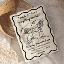 Hand Drawn Whimsical cosmic moon wedding invite