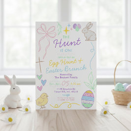 Hand Drawn Whimsical Doodles Easter Party Inbjudningar