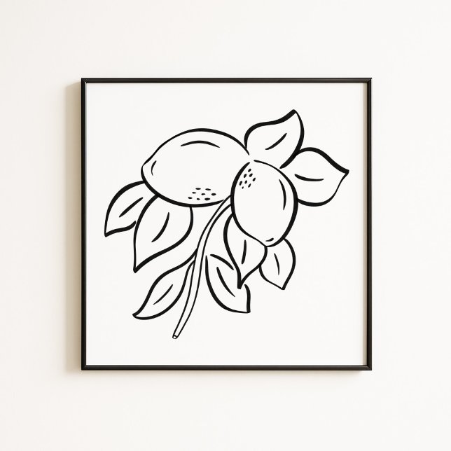 Hand-Drawn Whimsical Lemon Branch Art Poster (Skapare uppladdad)
