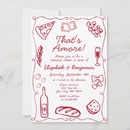 Hand Drawn Wine Red Retro Italian Rehearsal Dinner Inbjudningar