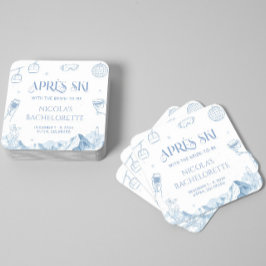 Hand Drawn Winter Apres Ski Bachelorette Party Underlägg Papper Kvadrat