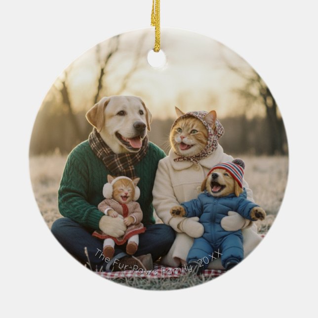 Hand Drawn Winter Berries Wreath Photo Julgransprydnad Keramik (Baksidan)