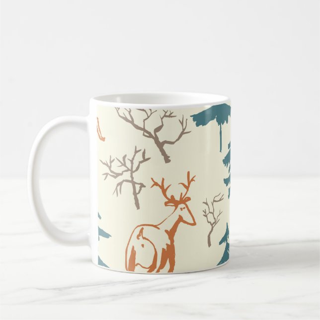 Hand drawn winter seamless pattern with deer and p kaffemugg (Vänster)