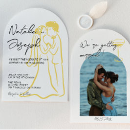 Hand Drawn Written Summer Arched Photo Wedding Inbjudningar