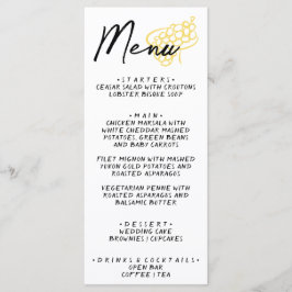 Hand Drawn Yellow White Whimsical Wedding Menu Meny