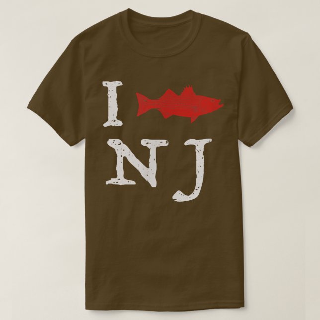 Hand DrawnI Striped Bass NJ  T Shirt (Design framsida)