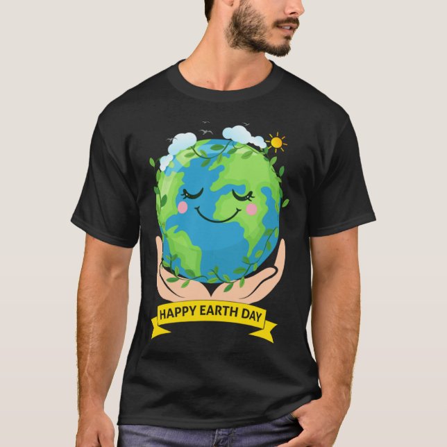 Hand Earth Global Warming Climate Change Awareness T Shirt (Framsida)