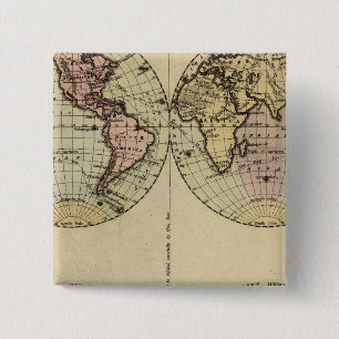 Hand Färgad Atlas Karta Knapp