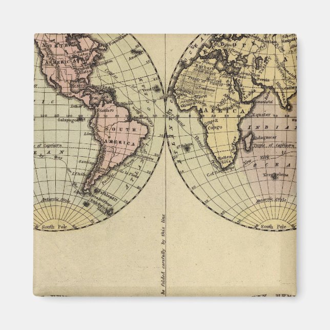 Hand Färgad Atlas Karta Magnet (Framsidan)