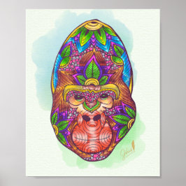 Hand-Färgad Gorilla Poster