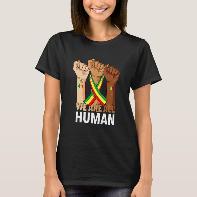 Hand Fist We Are All Human African Pride Black His T Shirt (Framsida)