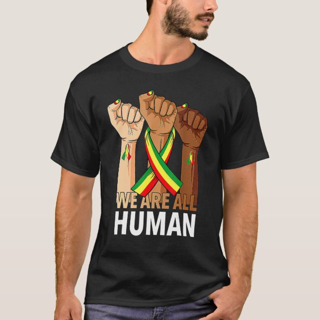 Hand Fist We Are All Human African Pride Black His T Shirt (Framsida)