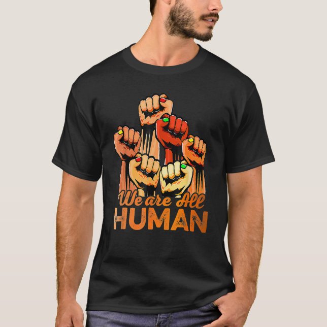 Hand Fist We Are All Human African Pride Black His T Shirt (Framsida)