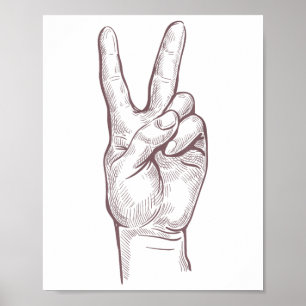 Hand-Fredsteckenet Seger Kvinnor Peace Poster