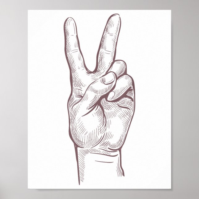 Hand-Fredsteckenet Seger Kvinnor Peace Poster (Framsidan)