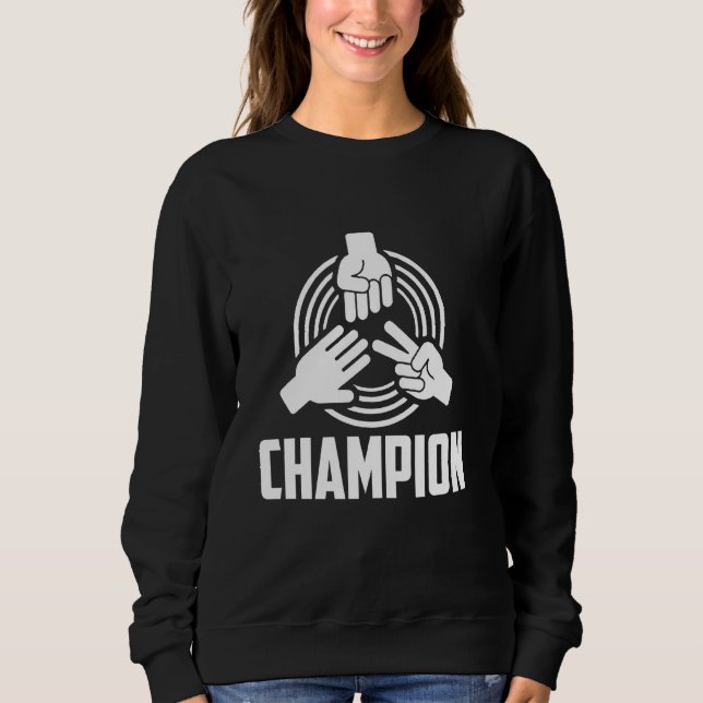 Hand Games Master Sten Papper Scissors Champion T Shirt (Framsida)
