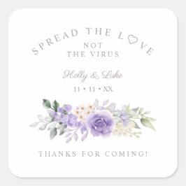 Hand Gel Lilac Flowers Bröllop Wandeans Coronaviru Fyrkantigt Klistermärke
